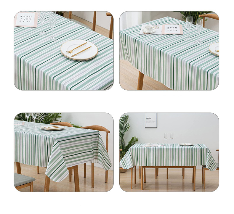 Прямоугольная скатерть PVC с зелёными полосками