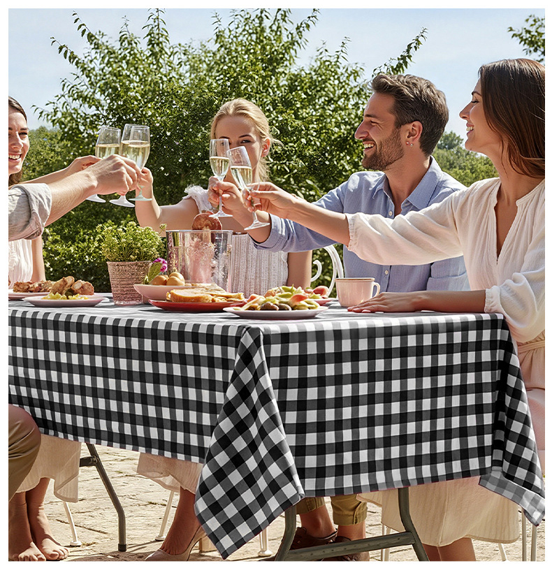 ПВХ-Покрывало Прямоугольное Черно-белая Клетка