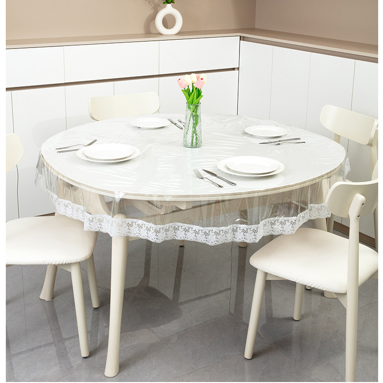 ПВХ-покрывало прозрачное с кружевной каймой