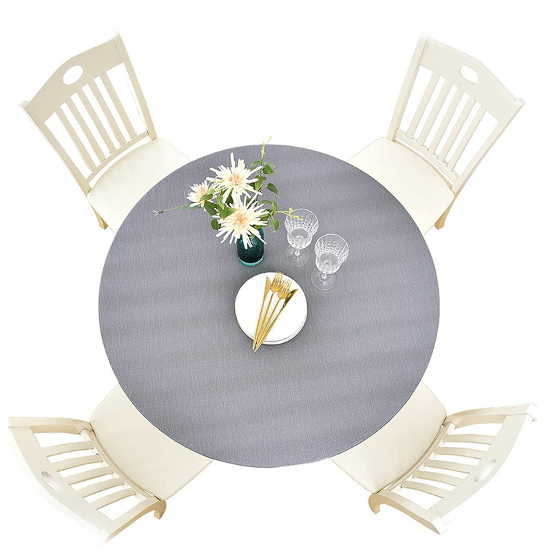 ПВХ-покрывало круглое серое с тканевым узором