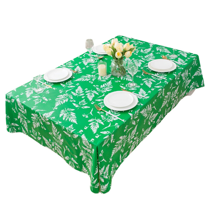 ПВХ-покрывало прямоугольное зеленое с листовым узором