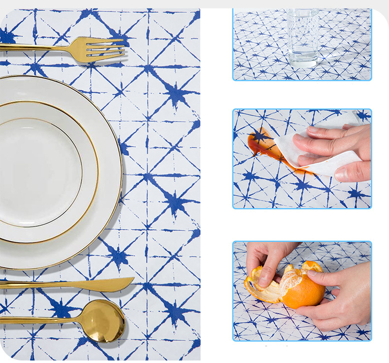 ПВХ-Покрывало для Стола Прямоугольное с Голубыми Стрелками