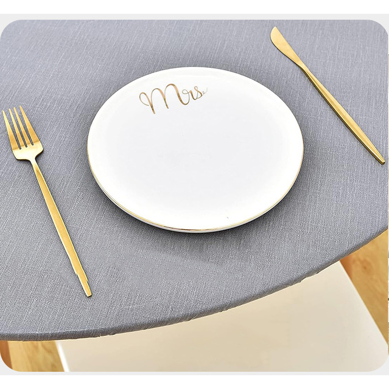 ПВХ-покрывало круглое серое с тканевым узором