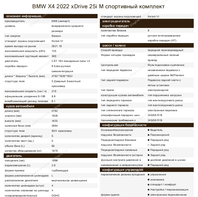 BMW X4 2022 xDrive 25i M Sport Package - Huishida Trading