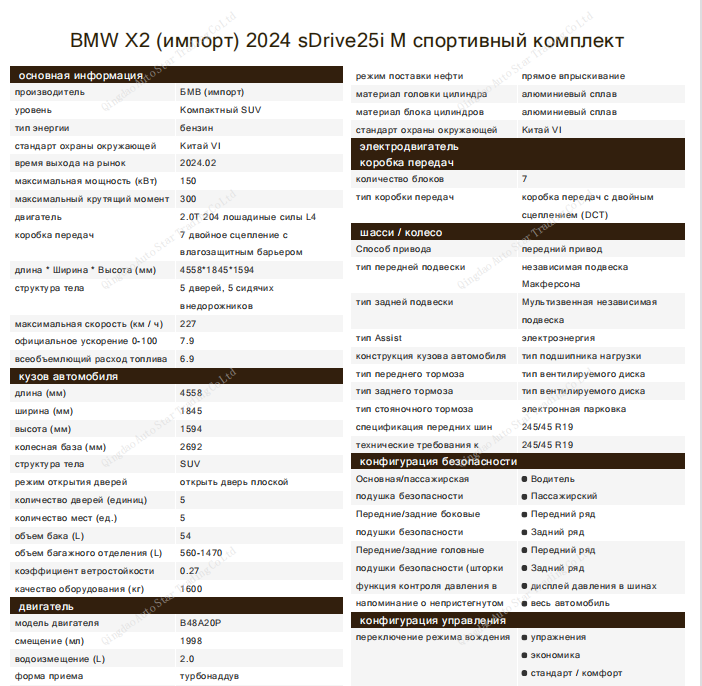 BMW X2 2024 sDrive25i M Sport Package - Huishida Trading