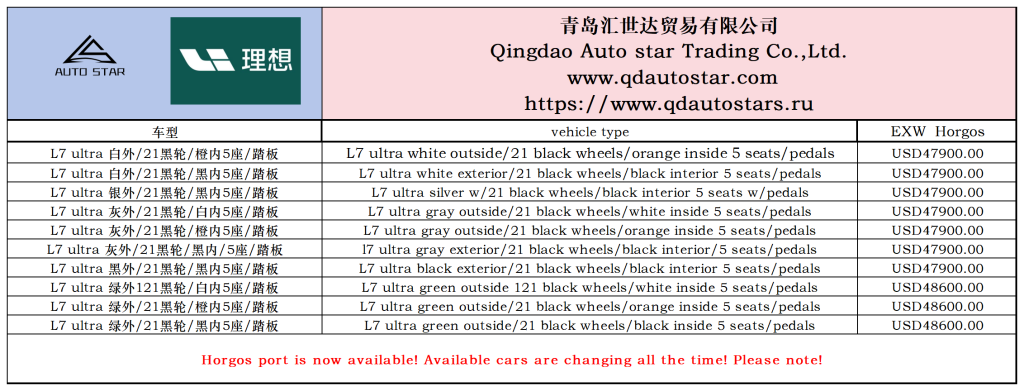 Ideal L7 2024 Ultra Horgos Port Now Available - Huishida Trading