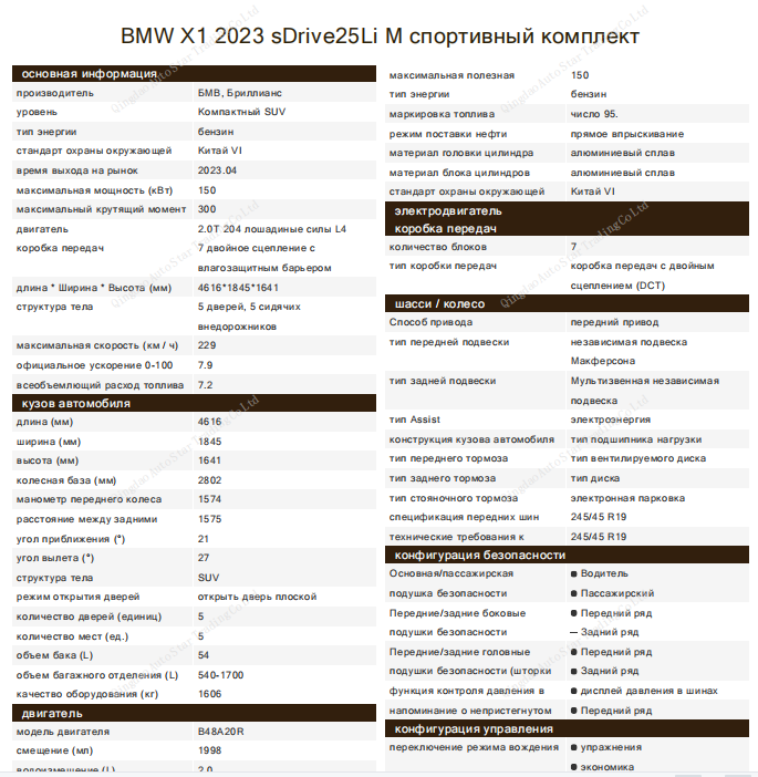 BMW X1 2023 sDrive25Li M Sport Package - Huishida Trading