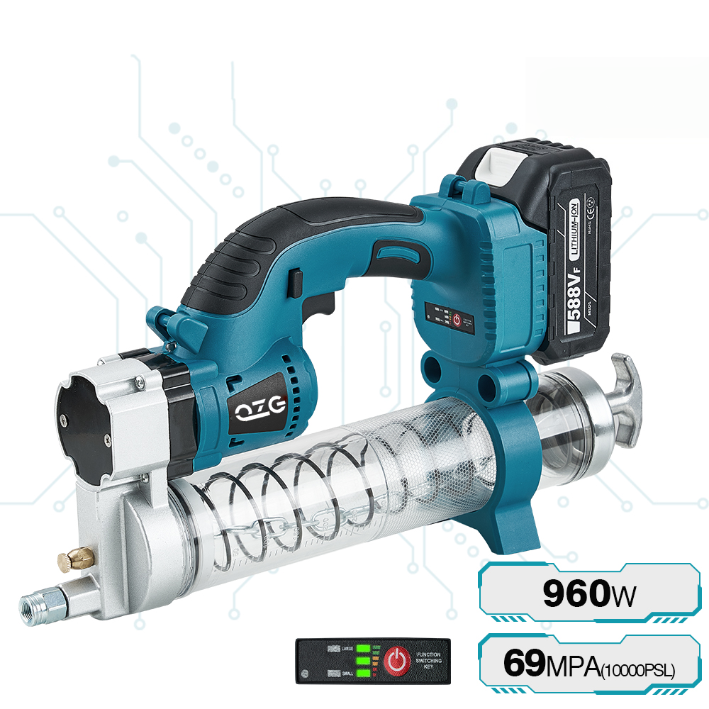 Электрический пистолет для смазки с аккумулятором 588Vf 15000mAh — высокая мощность 960W, с подсветкой для ремонта авто/мото