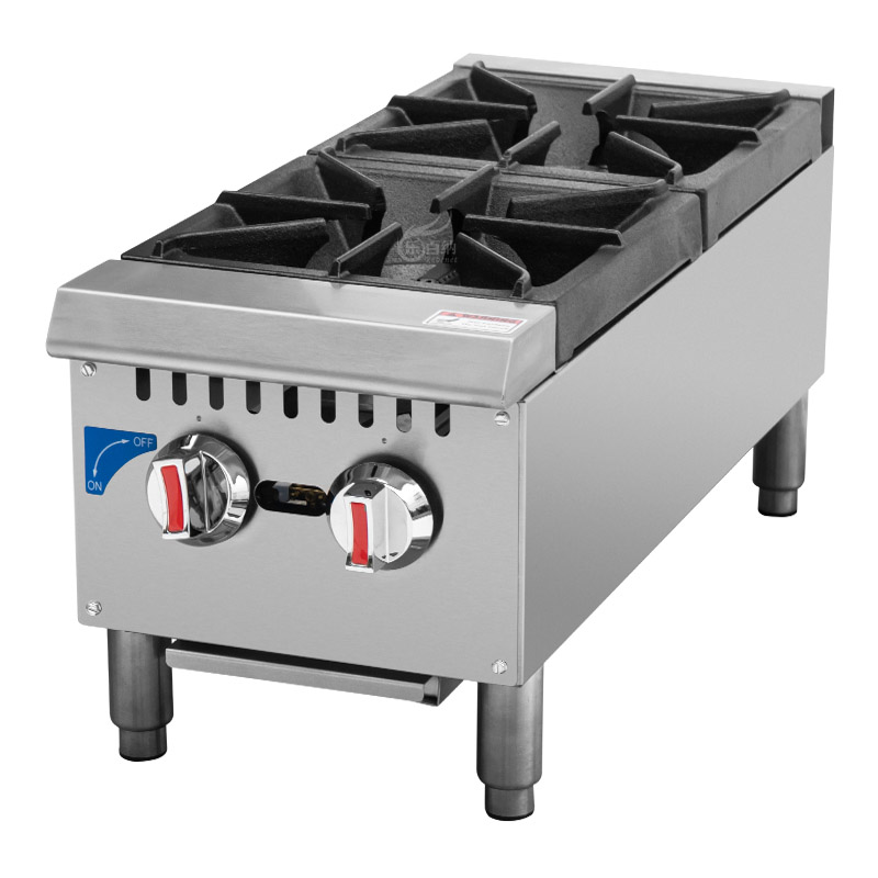 2-конфорочная настольная коммерческая газовая плита с чугунными горелками (GHP-2L)