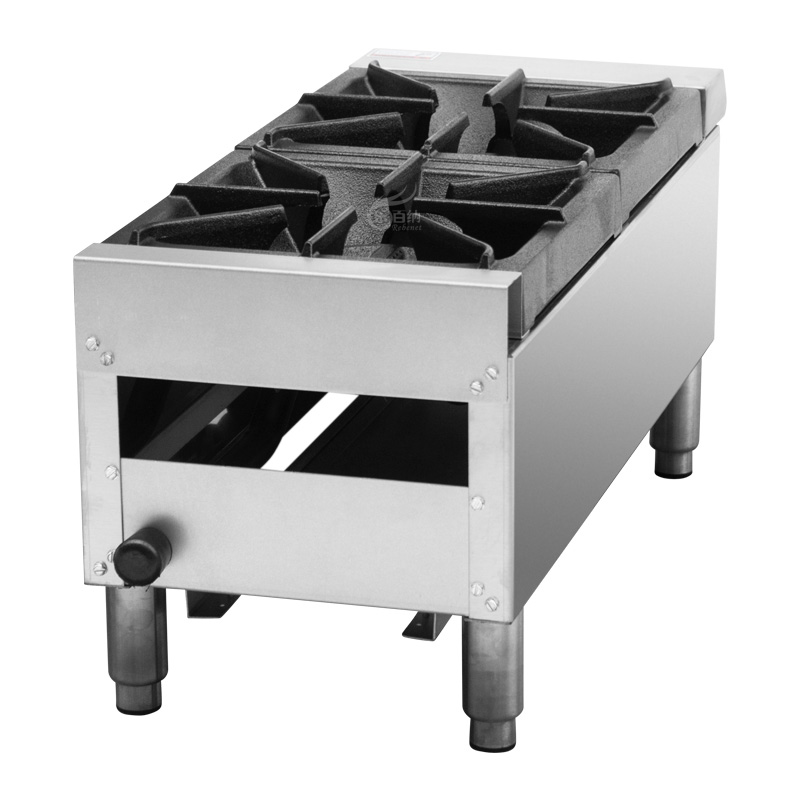 2-конфорочная настольная коммерческая газовая плита с чугунными горелками (GHP-2L)