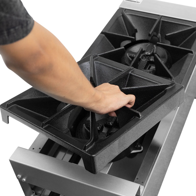 2-конфорочная настольная коммерческая газовая плита с чугунными горелками (GHP-2L)