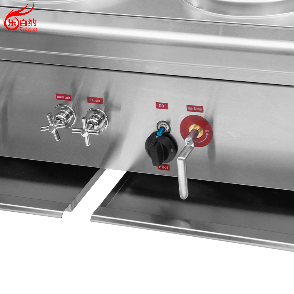 Китайская газовая плита для вок с 2 конфорками и функцией охлаждения водяной завесой (GWR-2)