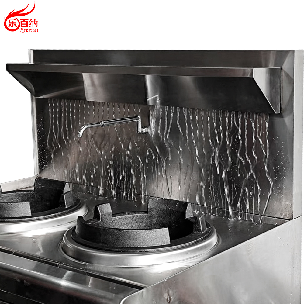 Китайская газовая плита для вок с 2 конфорками и функцией охлаждения водяной завесой (GWR-2)