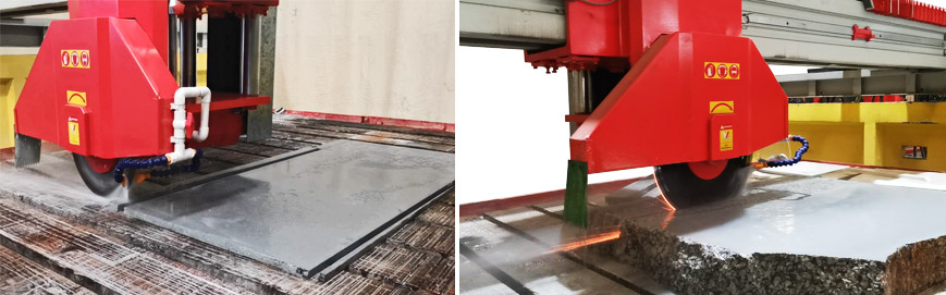 Cutting by granite bridge saw