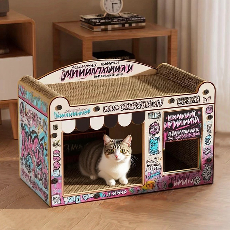 Картонный когтеточка для кошек Cat House