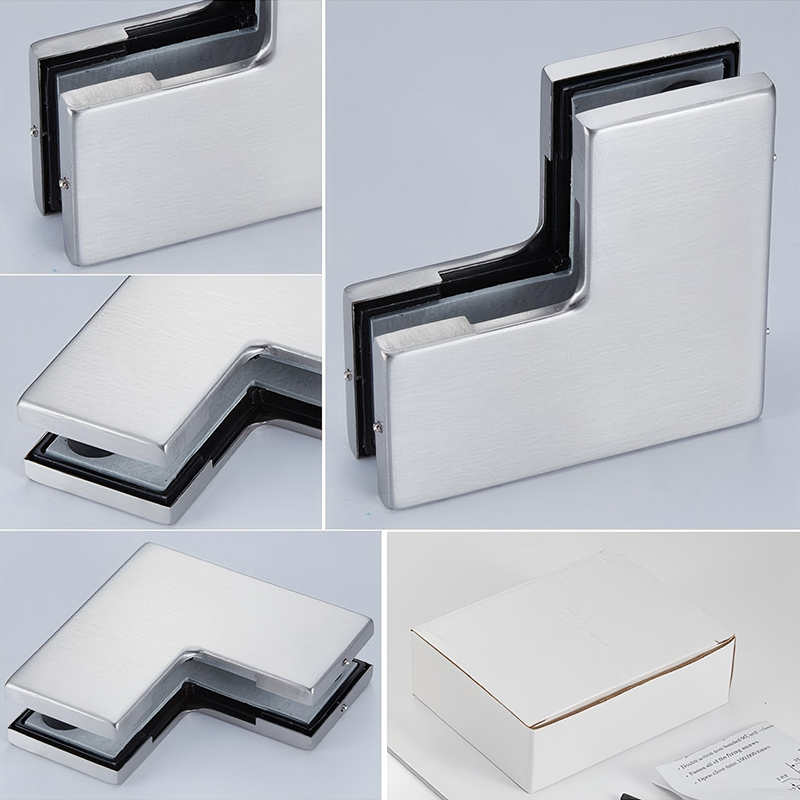 Популярный товар: угловой соединительный элемент из алюминиевого сплава 304 SS для стеклянных дверей, небольшой L-образный