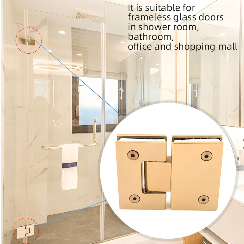 Современная петля для душевой стеклянной двери из нержавеющей стали 304 с сатинированным золотистым покрытием, обеспечивающая плавный закрывание на 180 градусов, подходит для ванных комнат, отелей и офисов