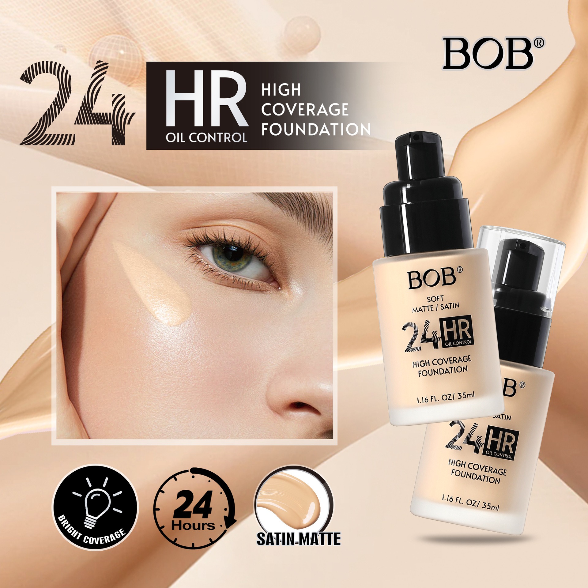 BOB Oil Control Satin Matte High Coverage Foundation