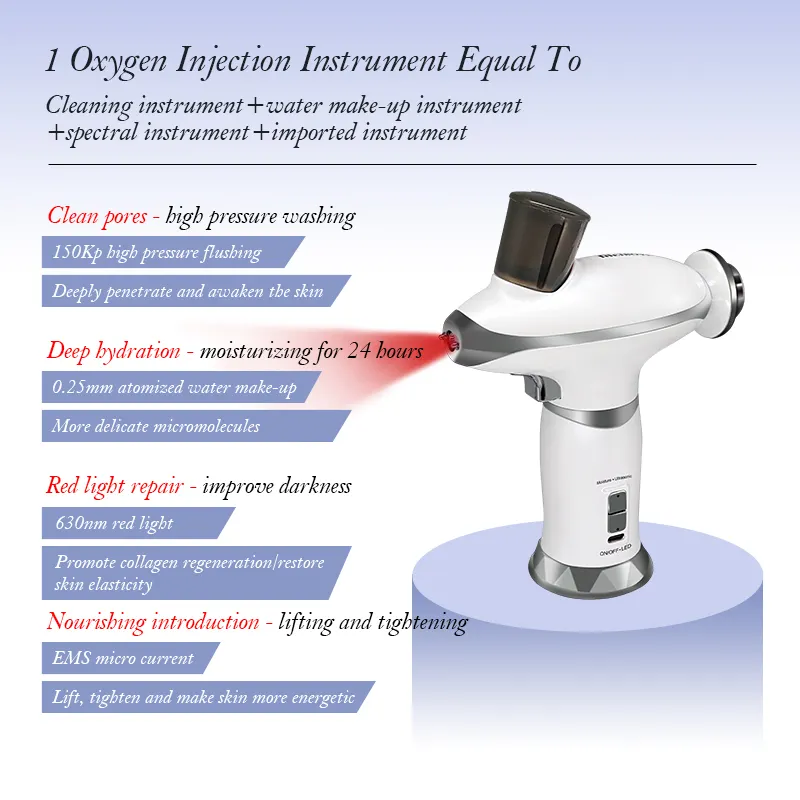 Инжектор для лица, нано-спрей, терапия красным светом, кислородная машина для лица, косметическое оборудование для домашнего использования