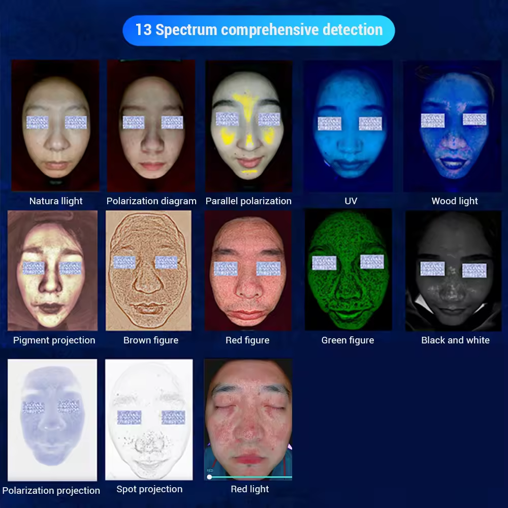 AI visia Машина для анализа кожи лица Анализатор кожи лица 3D-сканер для обнаружения 15 проблем с кожей