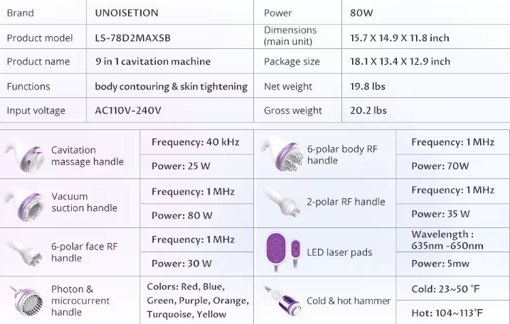 Салон красоты Aristorm 2.5 Cavi 40k RF Аппарат для похудения Подтяжка кожи Форма тела