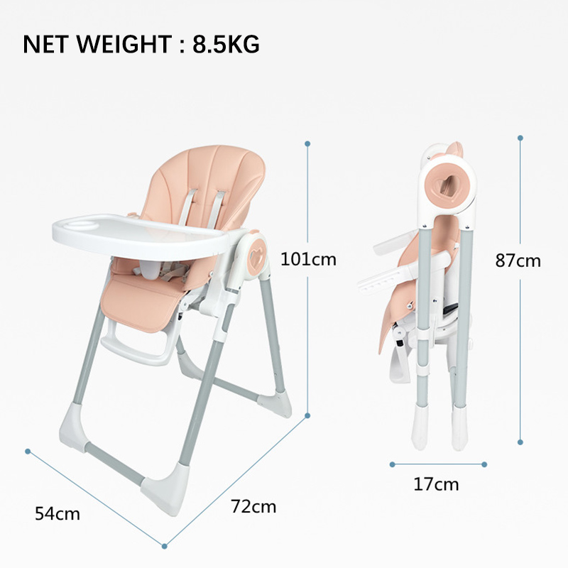 Стульчик для кормления-Пять передач могут регулировать спинку стула, три могут регулировать высоту педали, три могут регулировать длину стола,двухслойный лоток, легко складывать