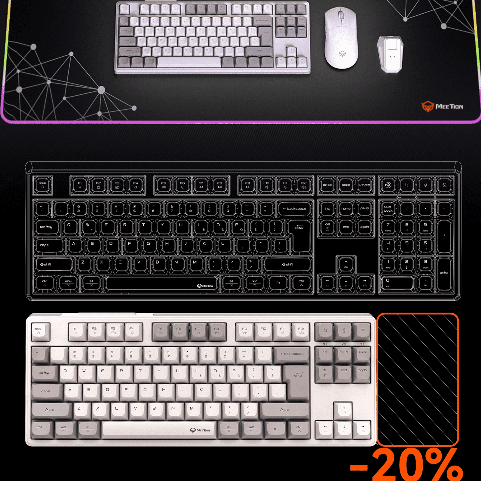 TKL 87 клавиш Компактное расположение