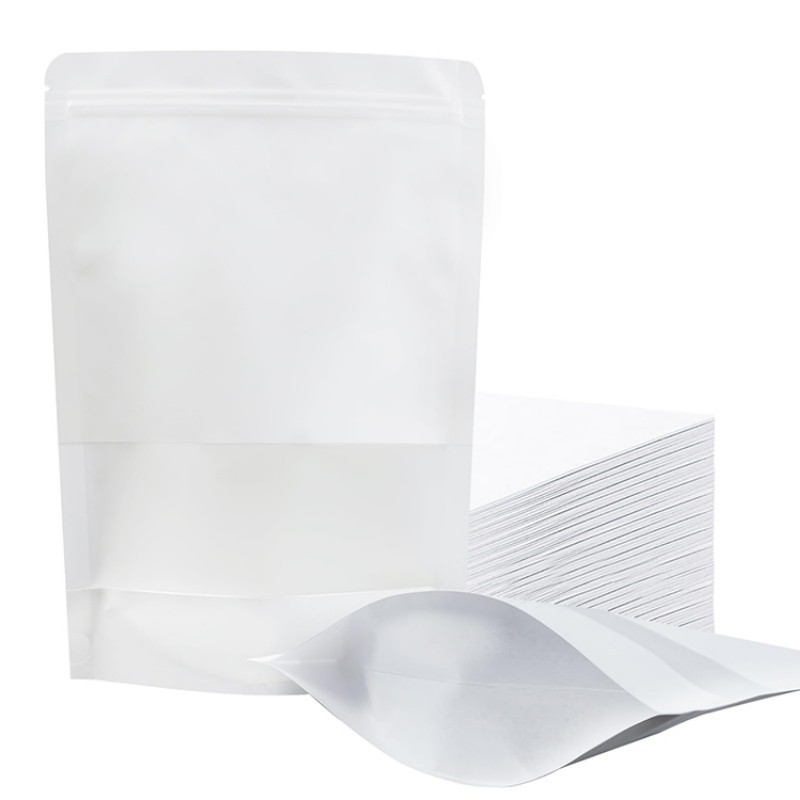 Пакеты с застежкой, устойчивые пакеты из крафт-бумаги с матовым окном, пакеты с застежкой-молнией для хранения продуктов питания для малого бизнеса и дома