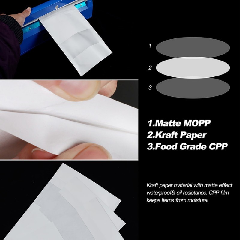 Пакеты с застежкой, устойчивые пакеты из крафт-бумаги с матовым окном, пакеты с застежкой-молнией для хранения продуктов питания для малого бизнеса и дома