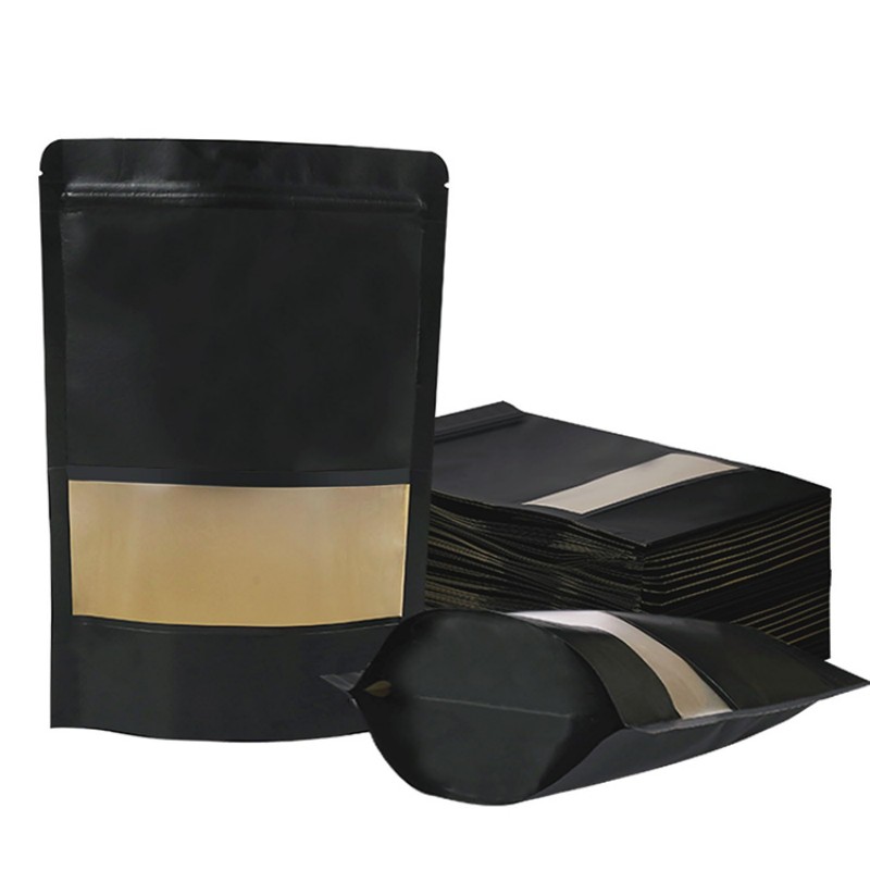 Пакет из черной крафт-бумаги для упаковки продуктов питания