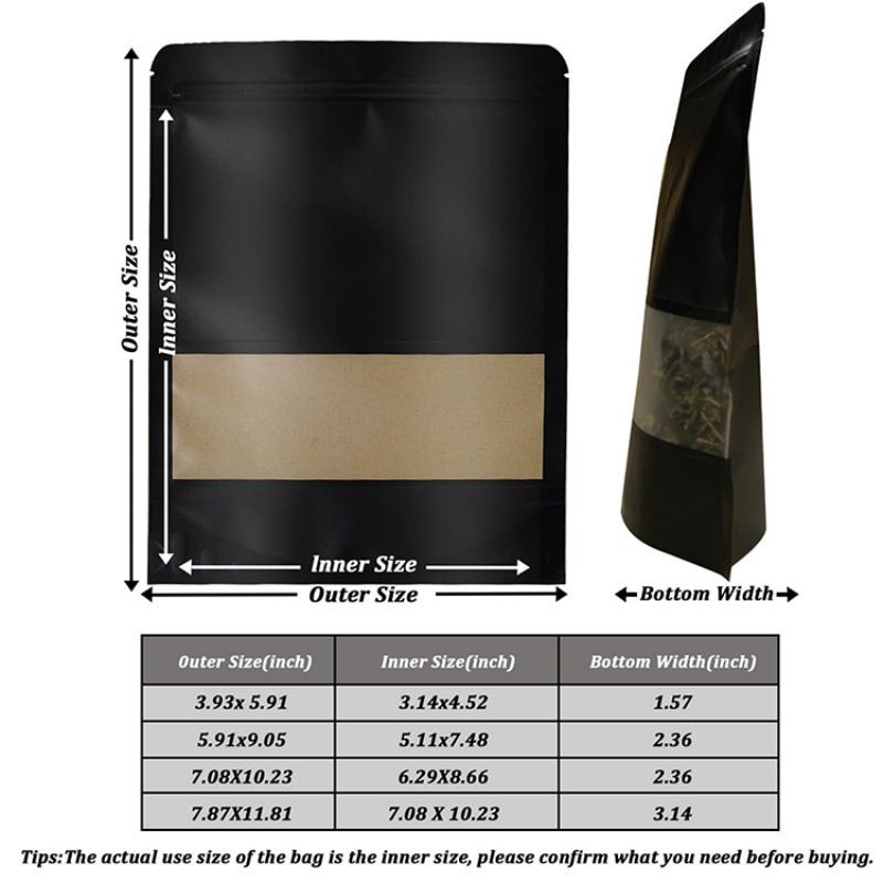 Пакет из черной крафт-бумаги для упаковки продуктов питания