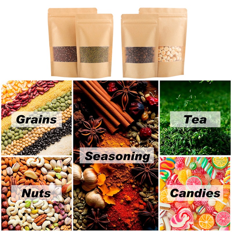Многоразовые герметичные пакеты для упаковки, коричневый крафт-бумажный пакет с дой-паком
