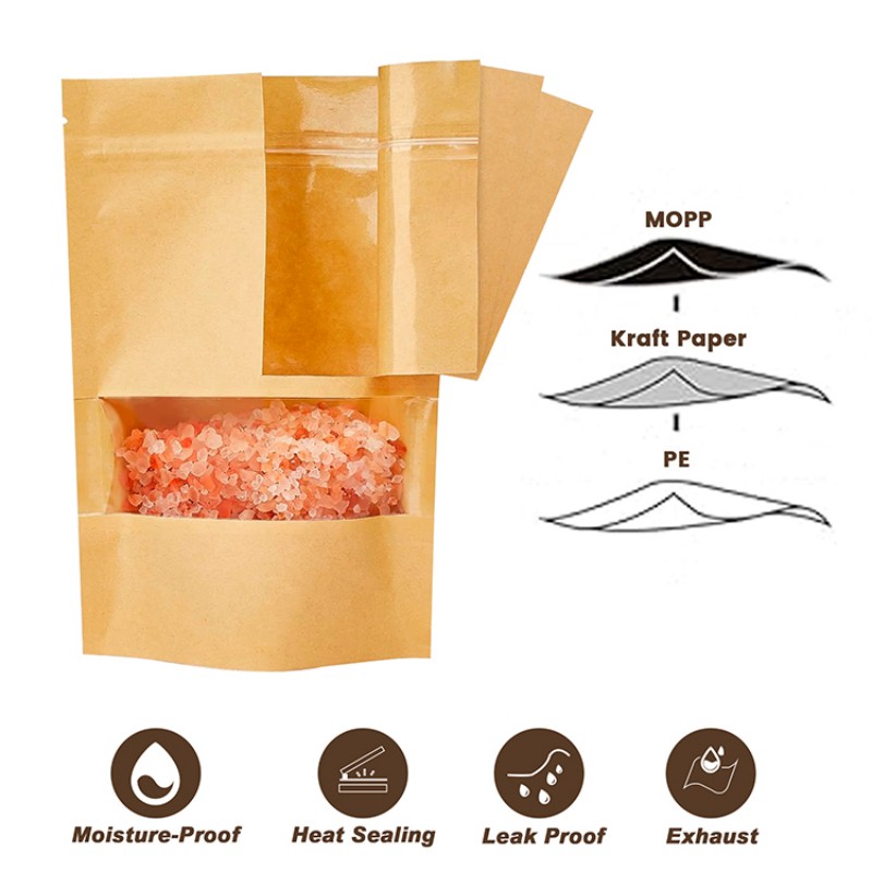 Многоразовые герметичные пакеты для упаковки, коричневый крафт-бумажный пакет с дой-паком