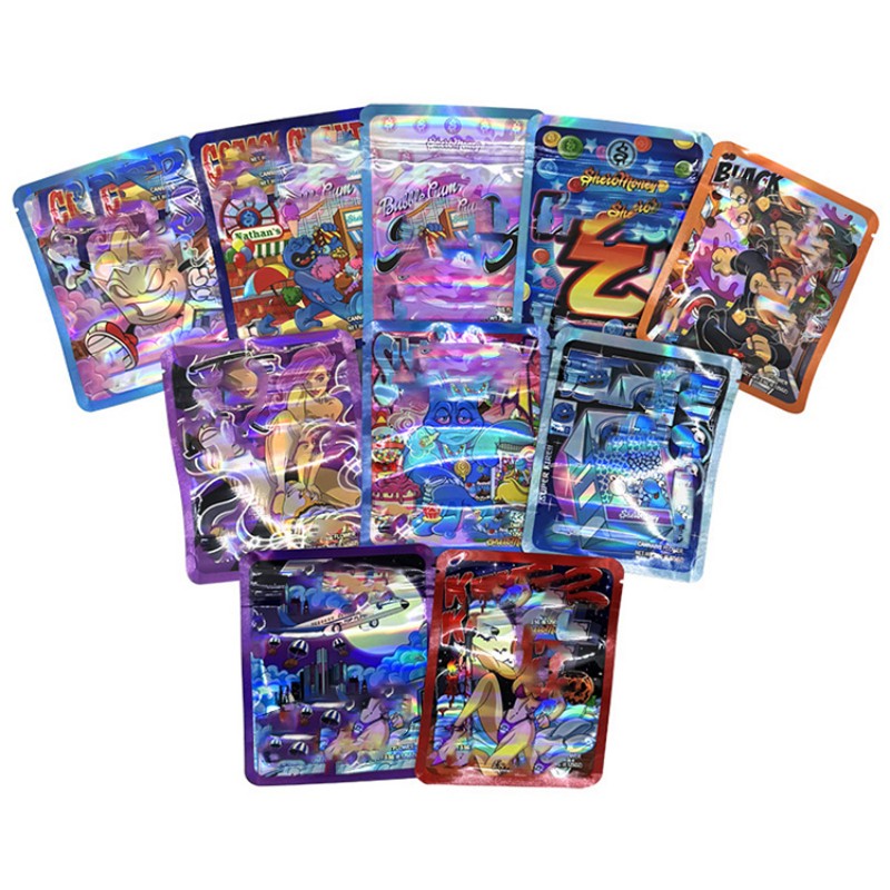 Новое поступление в наличии: съедобные многоразовые герметичные голографические упаковки для конфет, герметичные пакеты Mylar 3,5 г с индивидуальной печатью