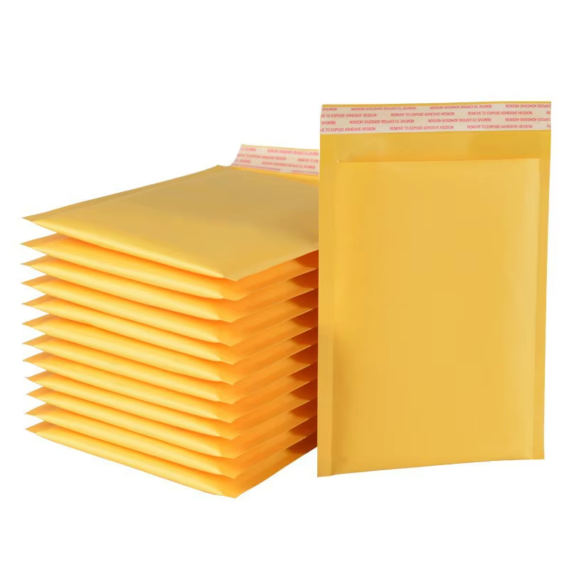 Індывідуальны поліэтыленавы бурбалкавы паштовы канверт з мяккай падкладкай, дастаўка, упакоўка, экспрэс-бурбалкавы паштовы канверт, жоўты паштовы пакет, бурбалка