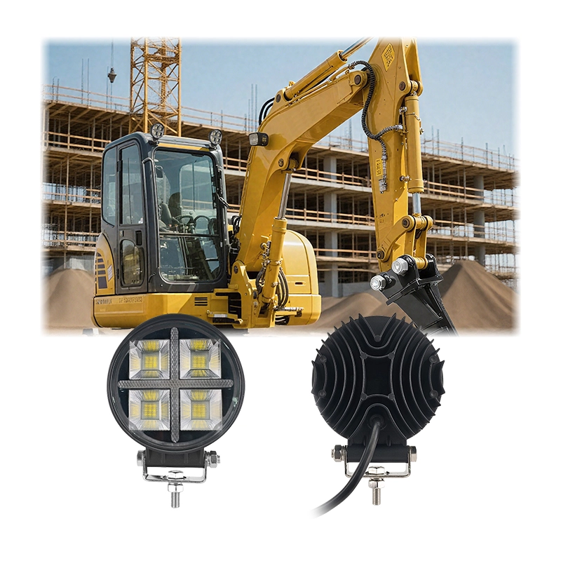 Светодиодный рабочий фонарь мощностью 36 Вт со габаритными огнями для тяжелой техники.