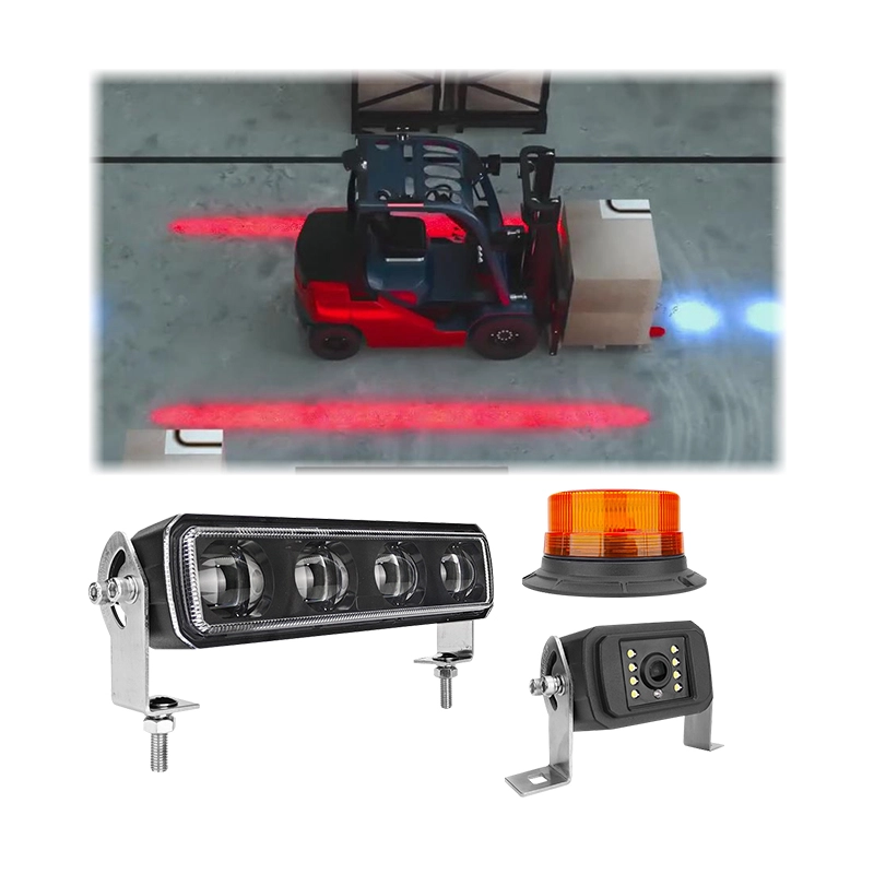 Система камер видеонаблюдения Forklift AI BSD и светодиодных сигнальных огней для обеспечения безопасности.