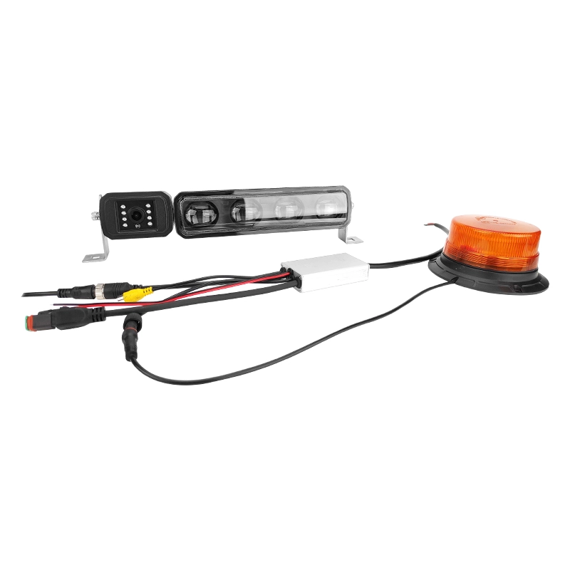 Система камер видеонаблюдения Forklift AI BSD и светодиодных сигнальных огней для обеспечения безопасности.