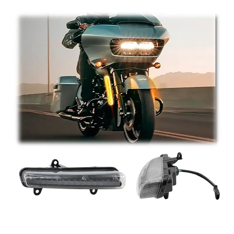 Комплект дневных ходовых огней и указателей поворота для нижней части обтекателя (пара) для мотоцикла Harley Davidson.