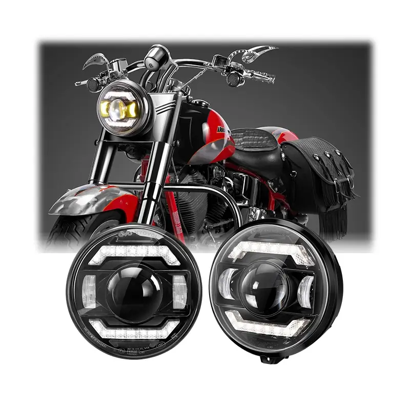 Круглая светодиодная фара диаметром 7 дюймов, мощностью 75 Вт, для мотоцикла Harley Davidson.
