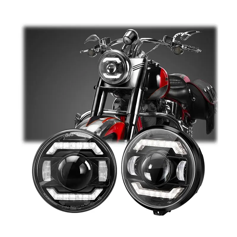 Круглая светодиодная фара диаметром 7 дюймов, мощностью 75 Вт, для мотоцикла Harley Davidson.