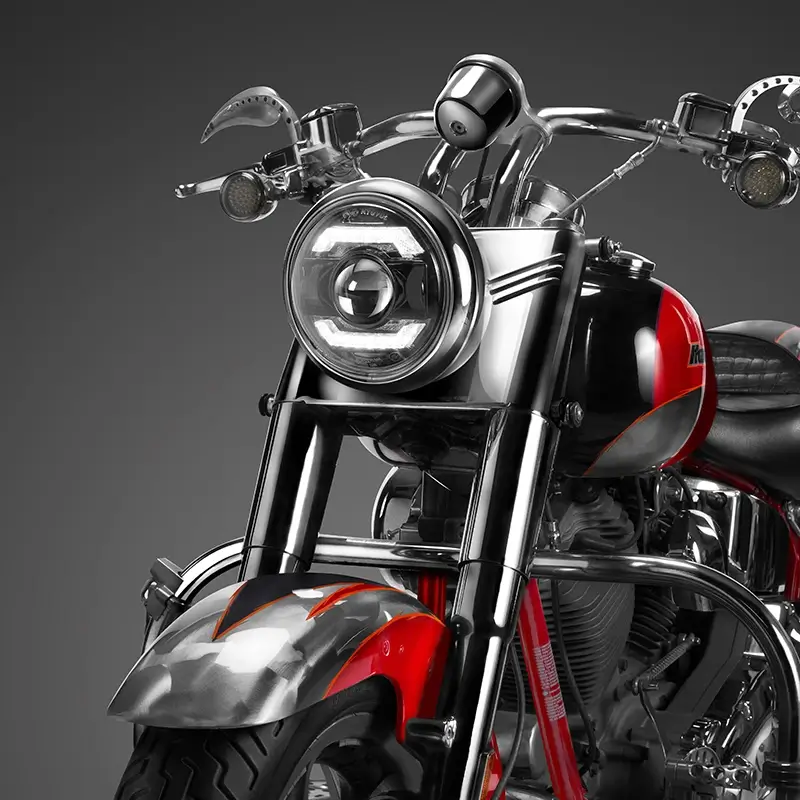 Круглая светодиодная фара диаметром 7 дюймов, мощностью 75 Вт, для мотоцикла Harley Davidson.