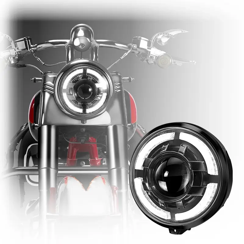 Круглая светодиодная фара для мотоцикла Harley Davidson, 75 Вт, 7 дюймов, с яркими белыми дневными ходовыми огнями.