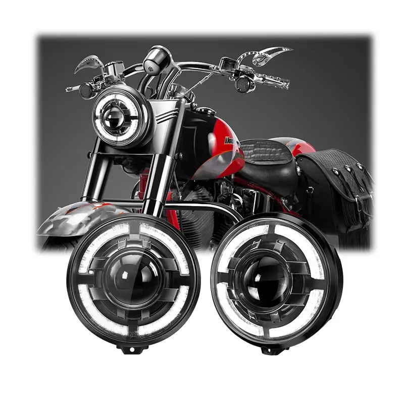 Круглая светодиодная фара для мотоцикла Harley Davidson, 75 Вт, 7 дюймов, с яркими белыми дневными ходовыми огнями.