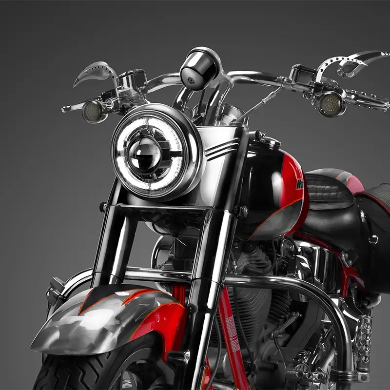 Круглая светодиодная фара для мотоцикла Harley Davidson, 75 Вт, 7 дюймов, с яркими белыми дневными ходовыми огнями.