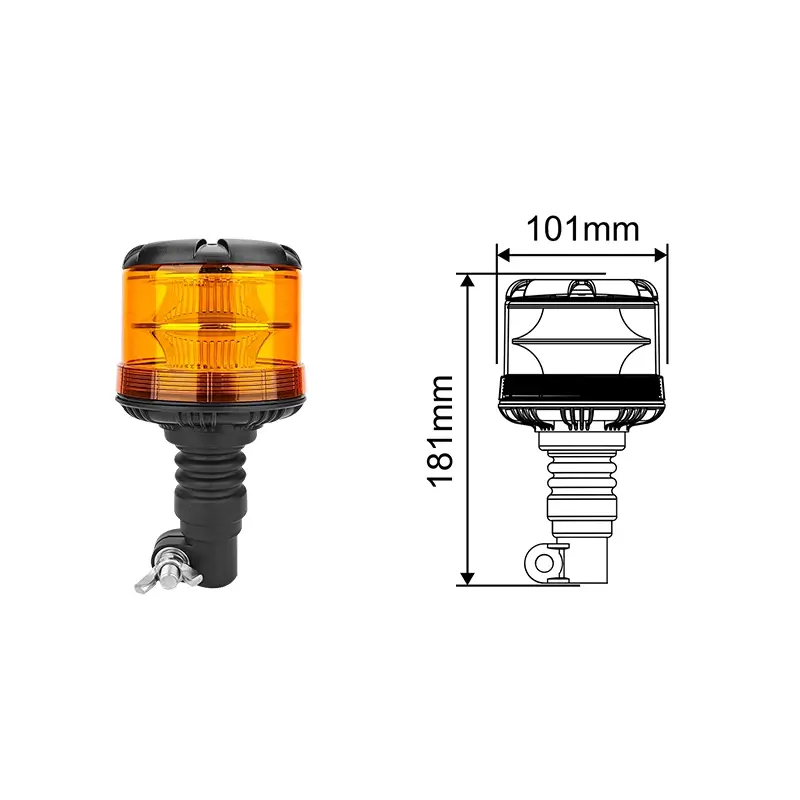 Светодиодный янтарный сигнальный маяк 10-36 В с DIN-разъемом для сельскохозяйственной техники.