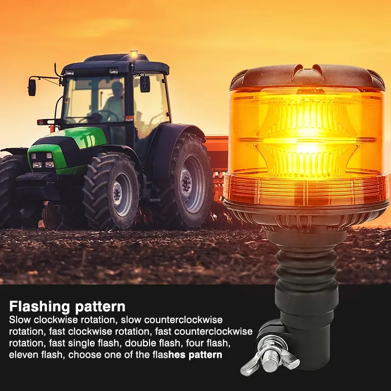 Светодиодный янтарный сигнальный маяк 10-36 В с DIN-разъемом для сельскохозяйственной техники.