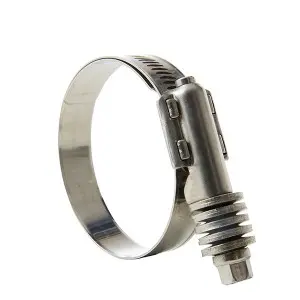 Хомут для шланга американского типа с шириной полосы 15,8 мм, изготовленный из нержавеющей стали, для тяжелых условий эксплуатации.