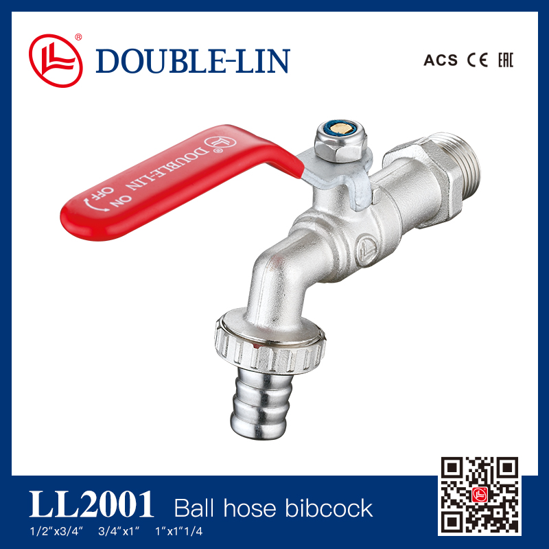 Шаровой кран DOUBLE-LIN с плоской рычажной ручкой 1/2″ x 3/4″ латунный кран для шланга Нержавеющая сталь 304 выпуск EAC ACS CE латунные краны для шланга LL2001
