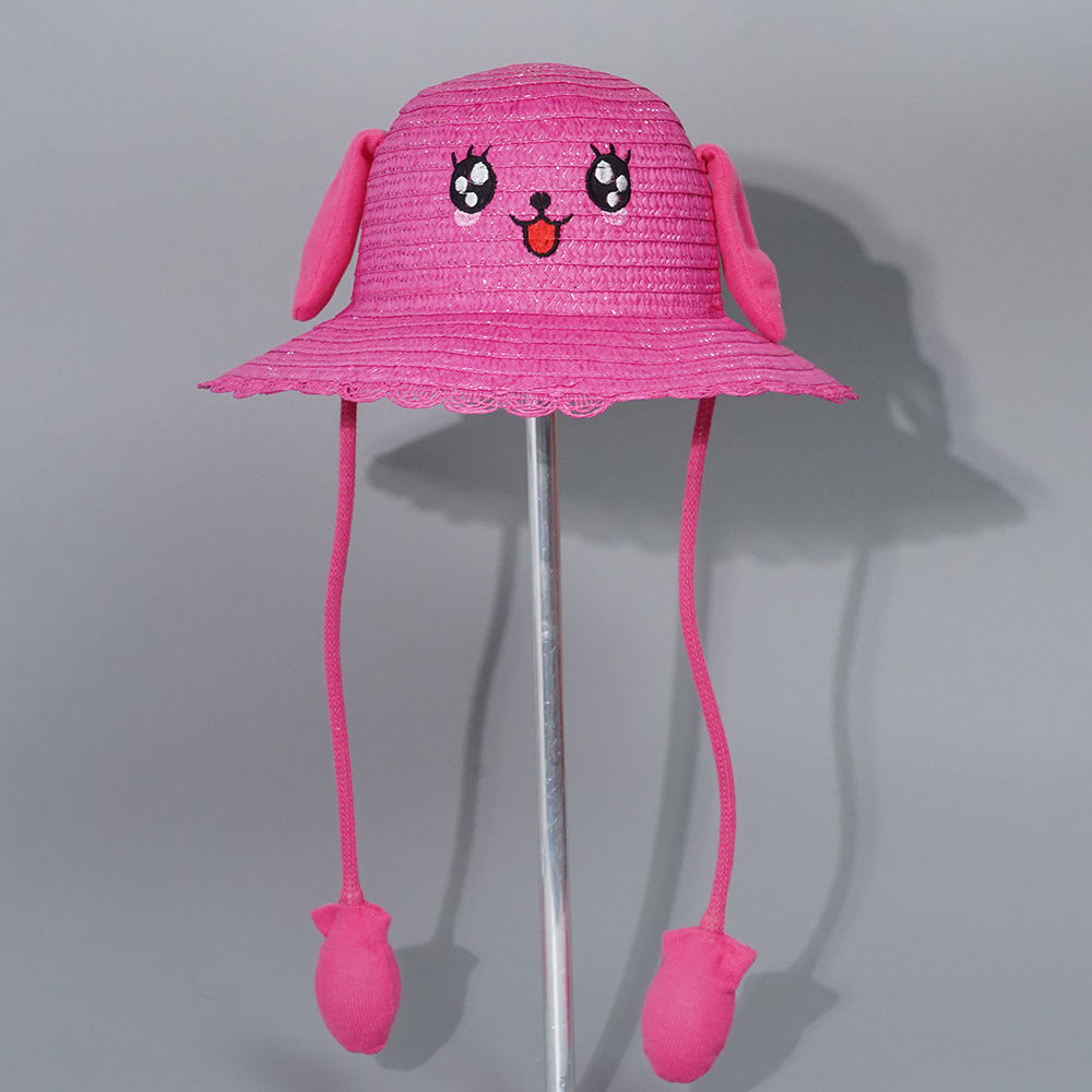 Lovely Children Straw Woven Rabbit Moving Ears Straw Hat Custom Children Cute Animal Kids Summer Straw Hat Sun Beach Hat